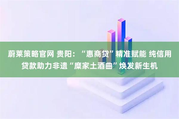 蔚莱策略官网 贵阳：“惠商贷”精准赋能 纯信用贷款助力非遗“糜家土酒曲”焕发新生机