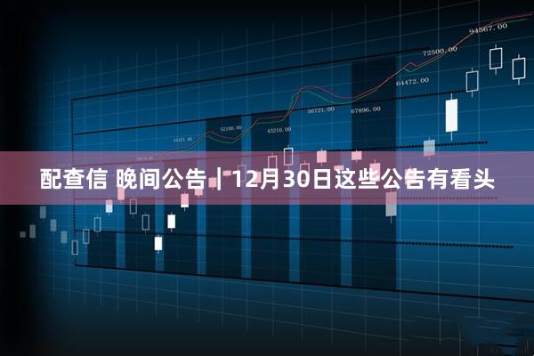 配查信 晚间公告|12月30日这些公告有看头