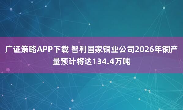 广证策略APP下载 智利国家铜业公司2026年铜产量预计将达134.4万吨