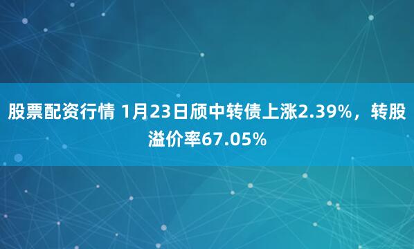 股票配资行情 1月23日颀中转债上涨2.39%，转股溢价率67.05%